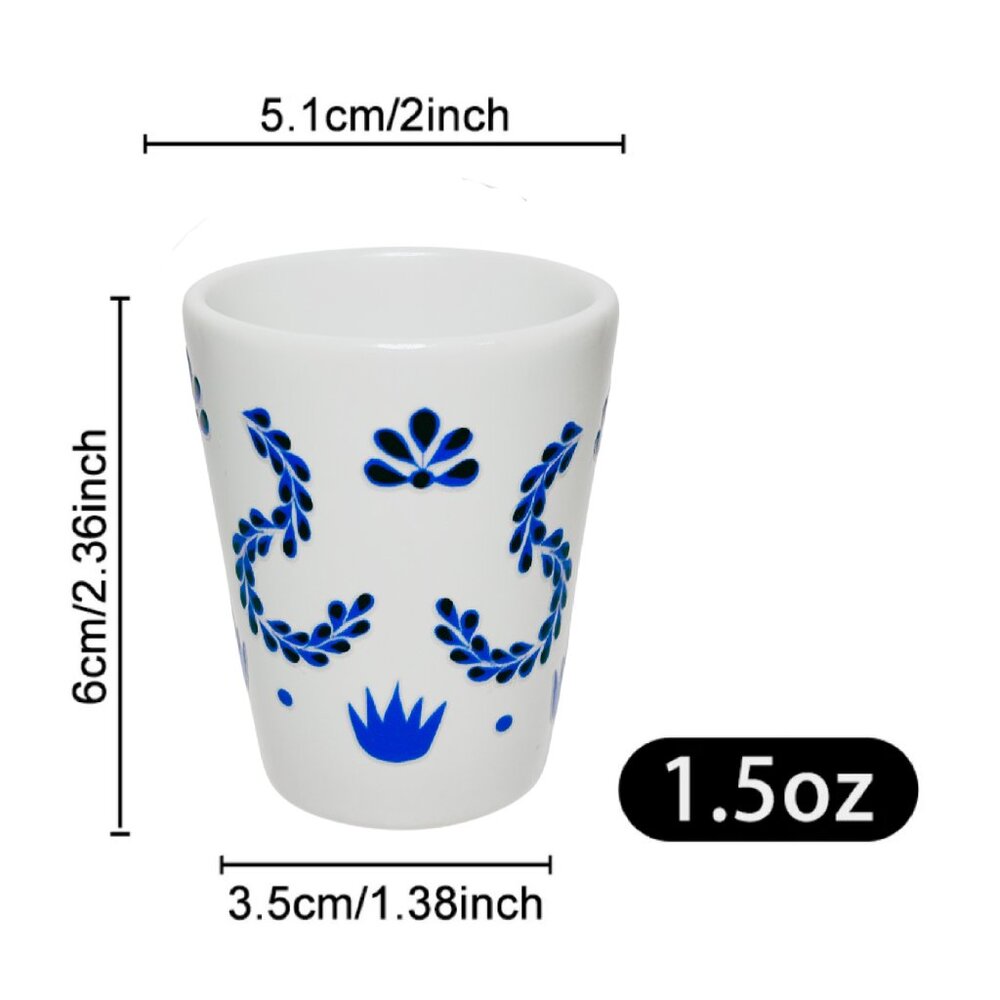 Clase Azul Style Tequila Shot Glasses – Set of 4 – Ceramic – No Bottle - Picture 4 of 8